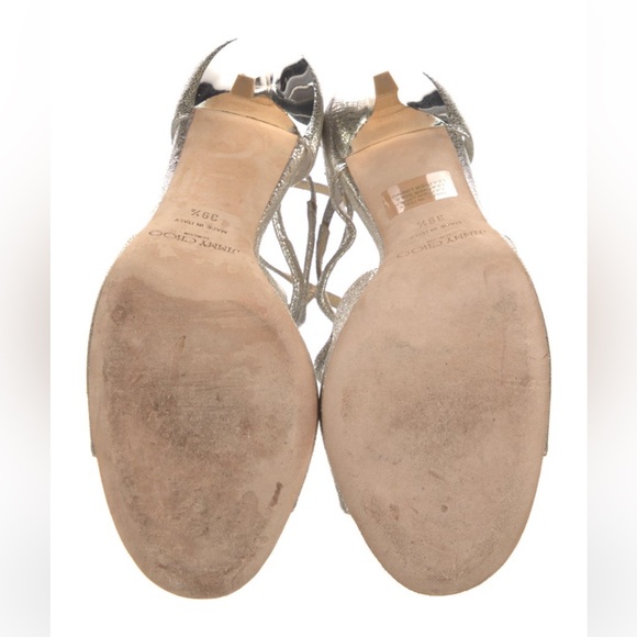 Jimmy Choo Lang Glitter Silver Sandal - Picture 4 of 5